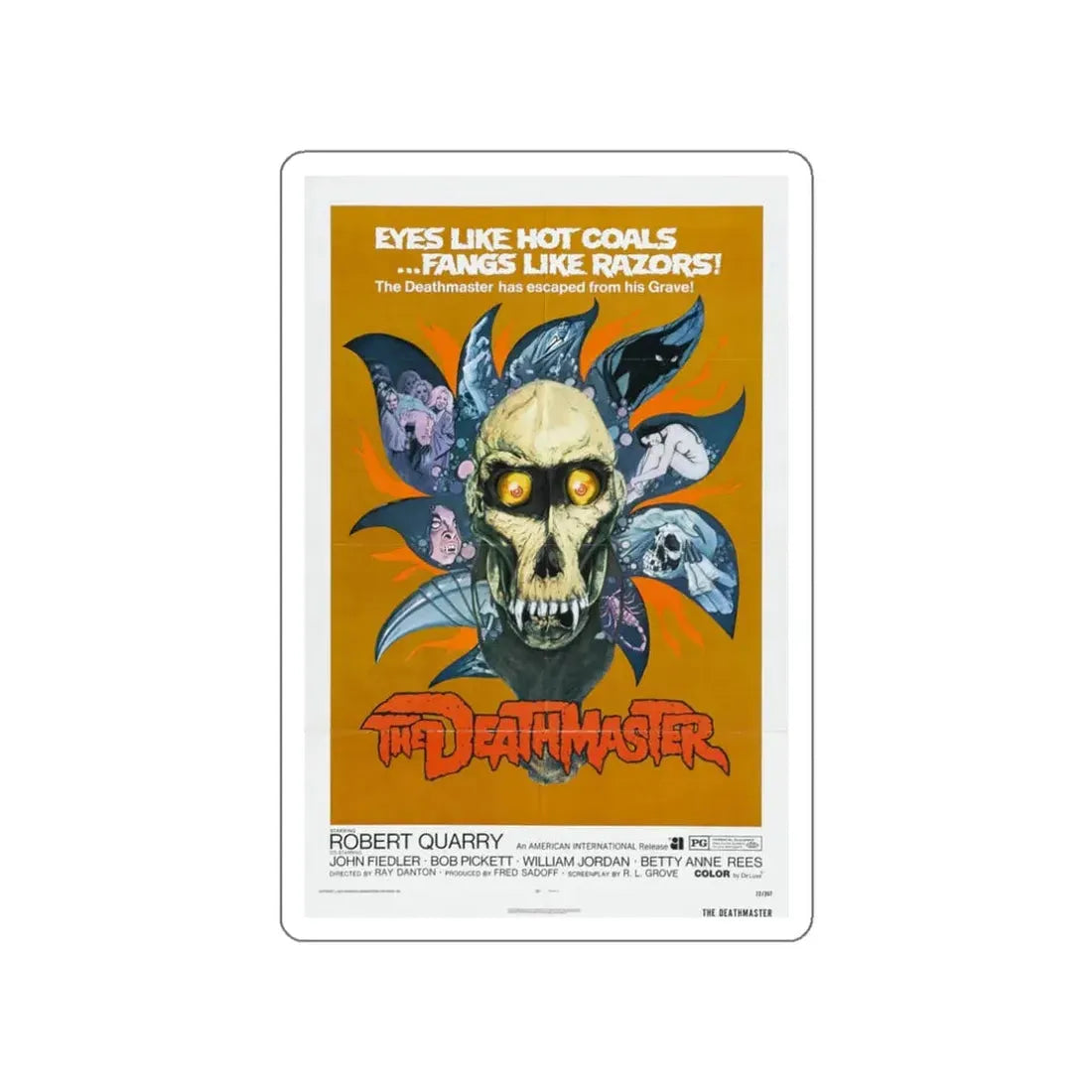THE DEATHMASTER 1972 Movie Poster STICKER Vinyl Die-Cut Decal 3 Inch - The Sticker Space
