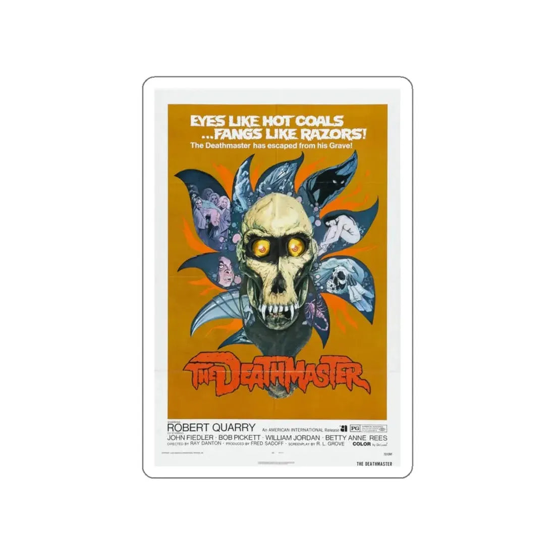 THE DEATHMASTER 1972 Movie Poster STICKER Vinyl Die-Cut Decal 6 Inch - The Sticker Space