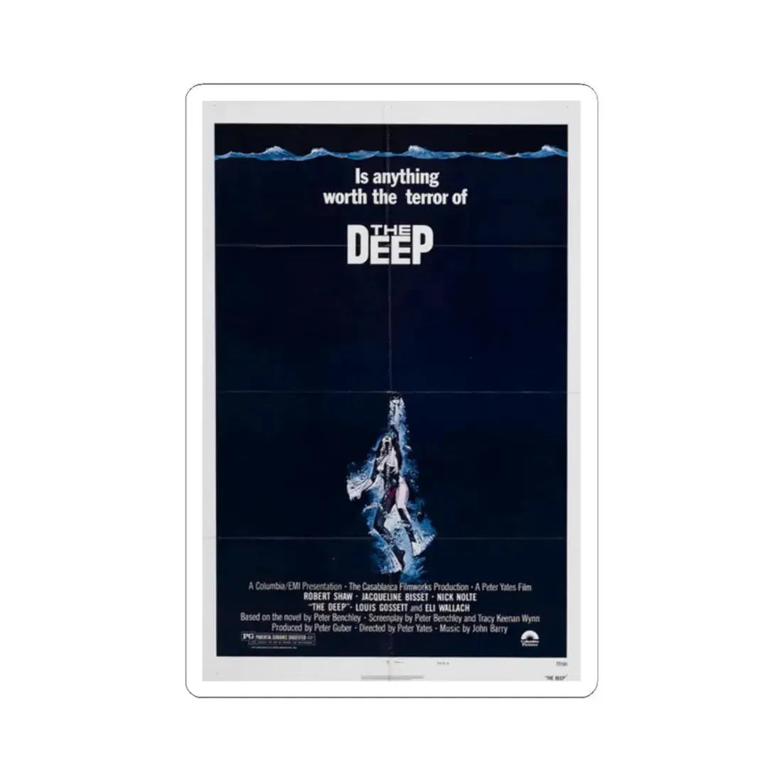 The Deep 1977 Movie Poster - STICKER Vinyl Kiss-Cut Decal 2 Inch White - The Sticker Space