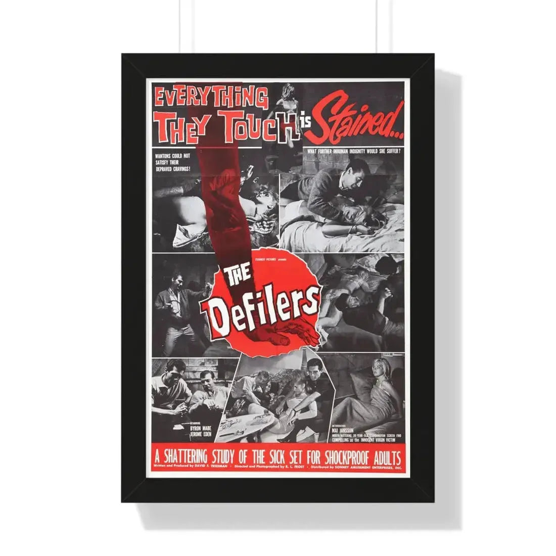 THE DEFILERS 1965 - Framed Movie Poster 16″ x 24″ Black - The Sticker Space