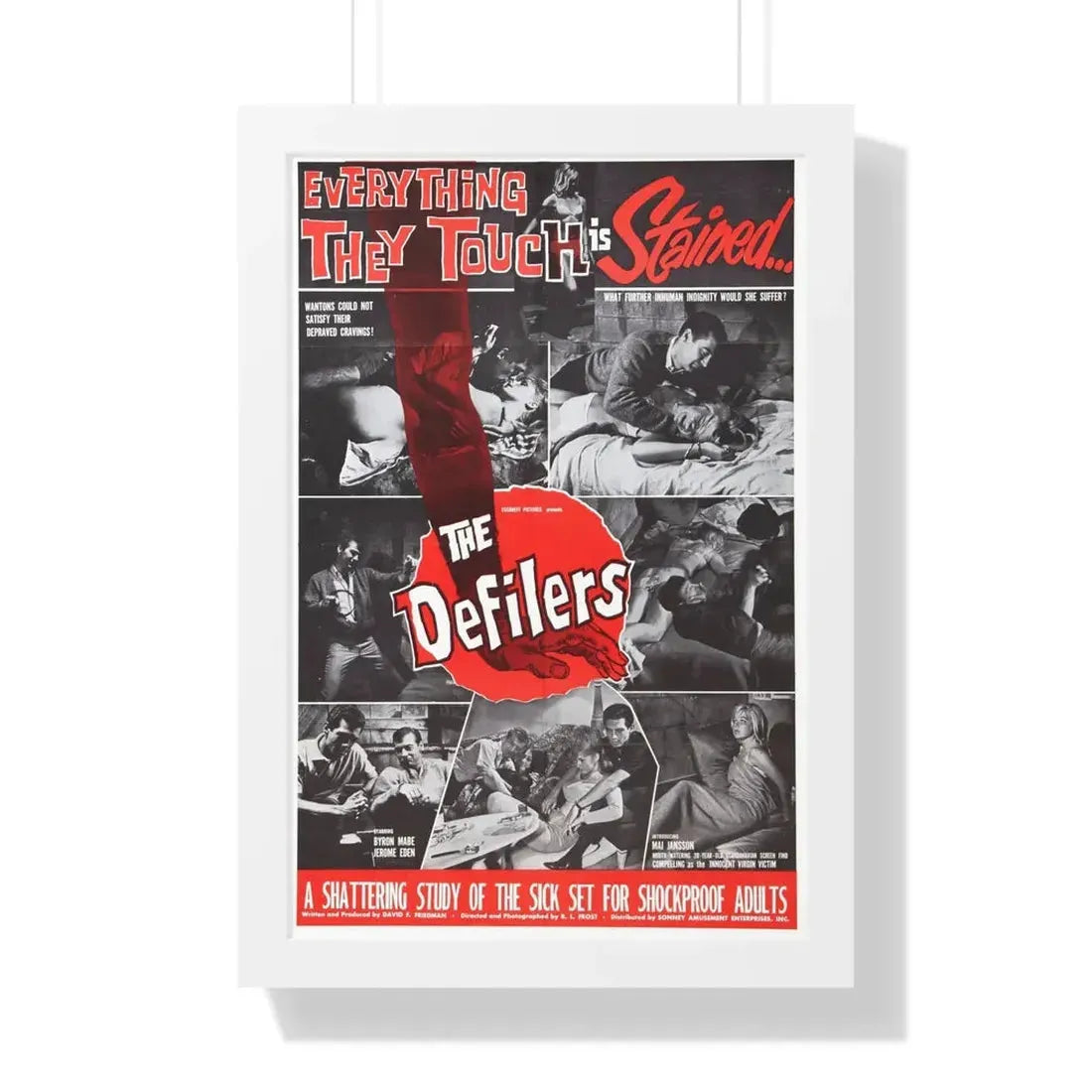 THE DEFILERS 1965 - Framed Movie Poster 16″ x 24″ White - The Sticker Space