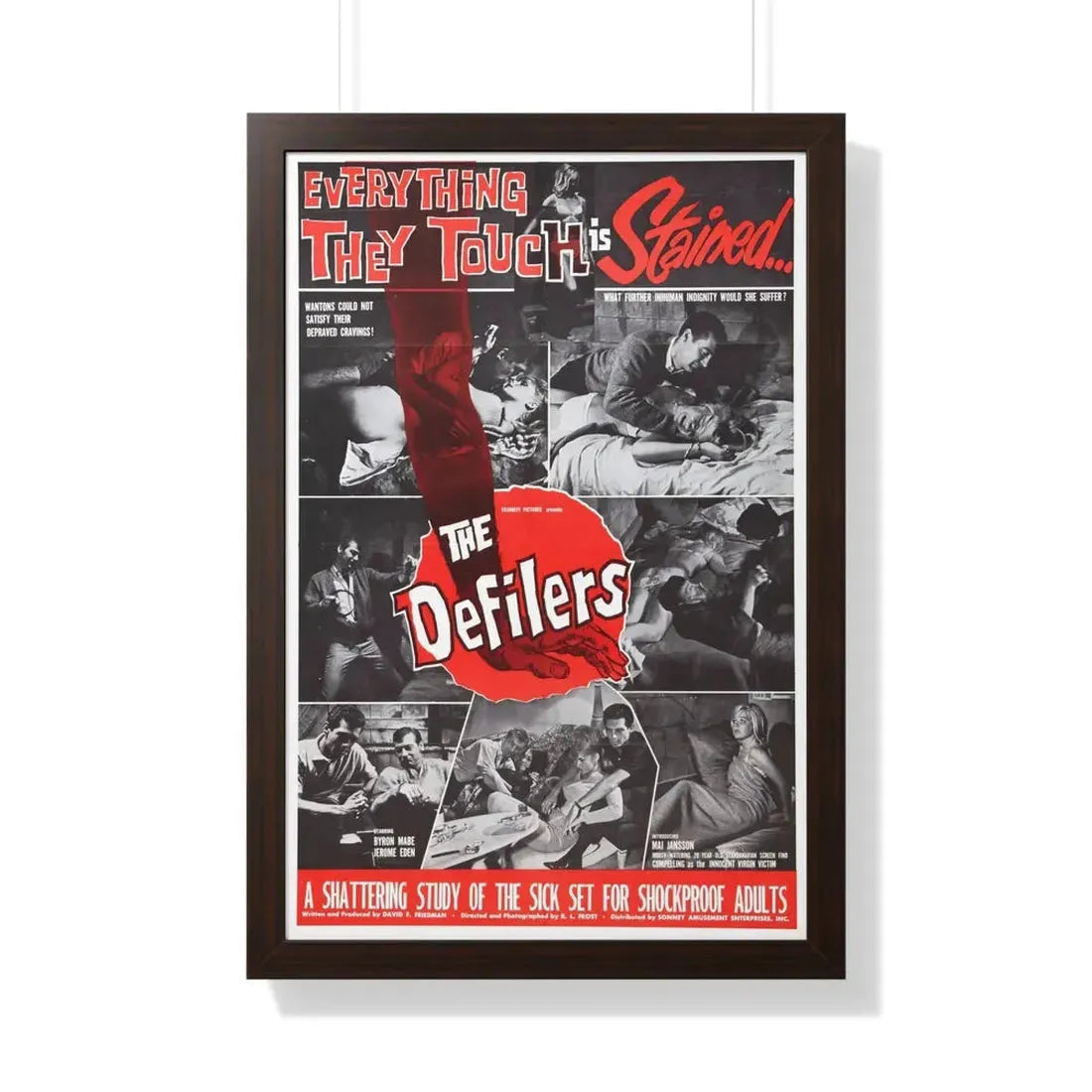THE DEFILERS 1965 - Framed Movie Poster 20" x 30" Walnut - The Sticker Space