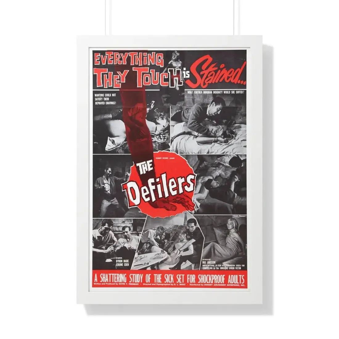 THE DEFILERS 1965 - Framed Movie Poster 20" x 30" White - The Sticker Space