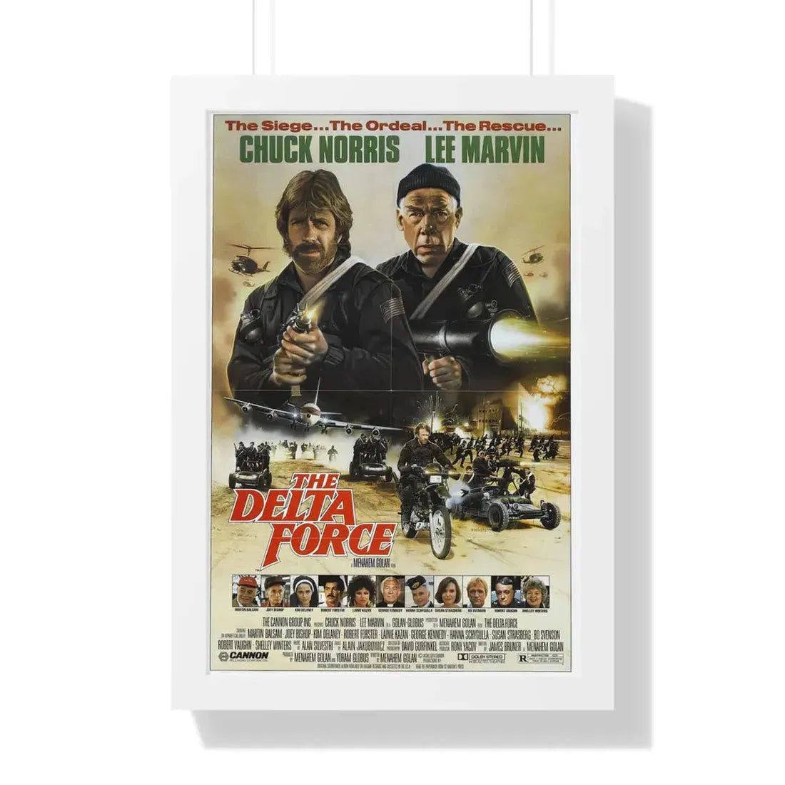 THE DELTA FORCE 1986 - Framed Movie Poster 16″ x 24″ White - The Sticker Space
