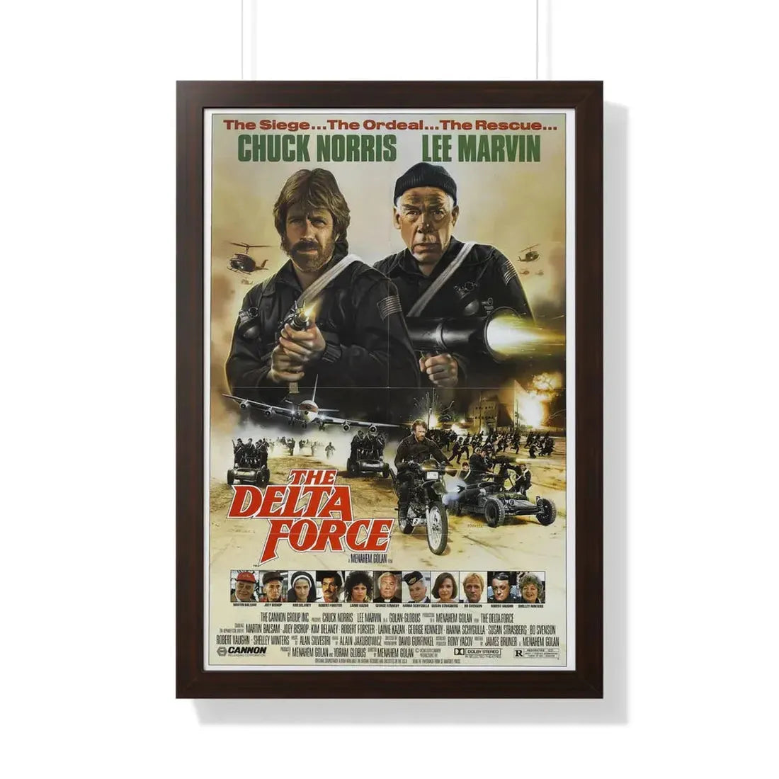 THE DELTA FORCE 1986 - Framed Movie Poster 20" x 30" Walnut - The Sticker Space