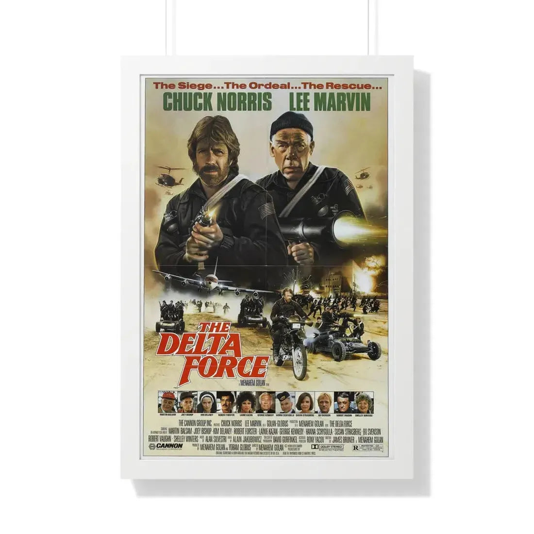 THE DELTA FORCE 1986 - Framed Movie Poster 20" x 30" White - The Sticker Space