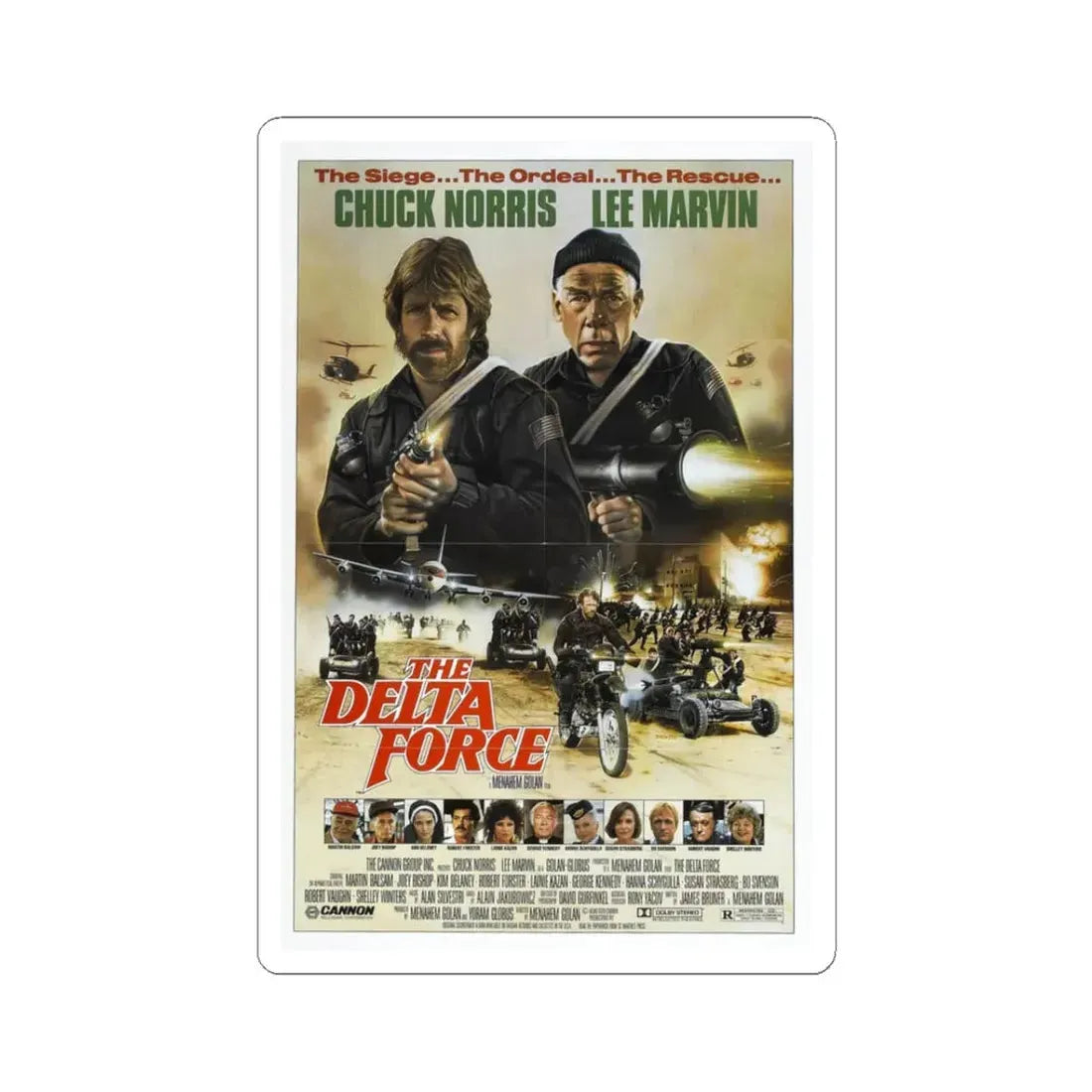 THE DELTA FORCE 1986 Movie Poster - STICKER Vinyl Kiss-Cut Decal 3 Inch White - The Sticker Space