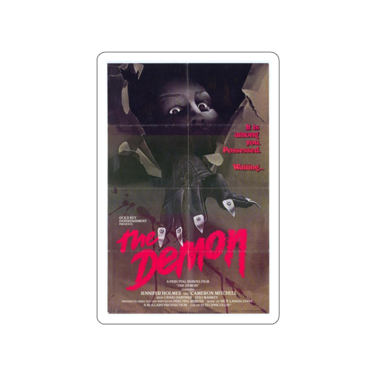 THE DEMON 1979 Movie Poster STICKER Vinyl Die-Cut Decal-White-The Sticker Space