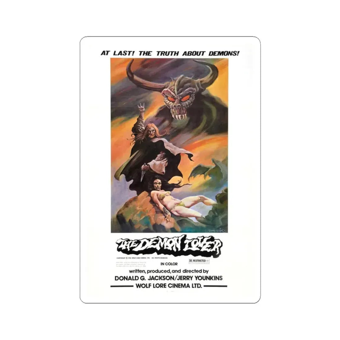 THE DEMON LOVER 1977 Movie Poster - STICKER Vinyl Kiss-Cut Decal 3 Inch White - The Sticker Space