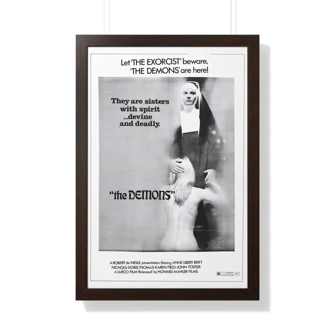 THE DEMONS 1985 - Framed Movie Poster 20" x 30" Walnut - The Sticker Space