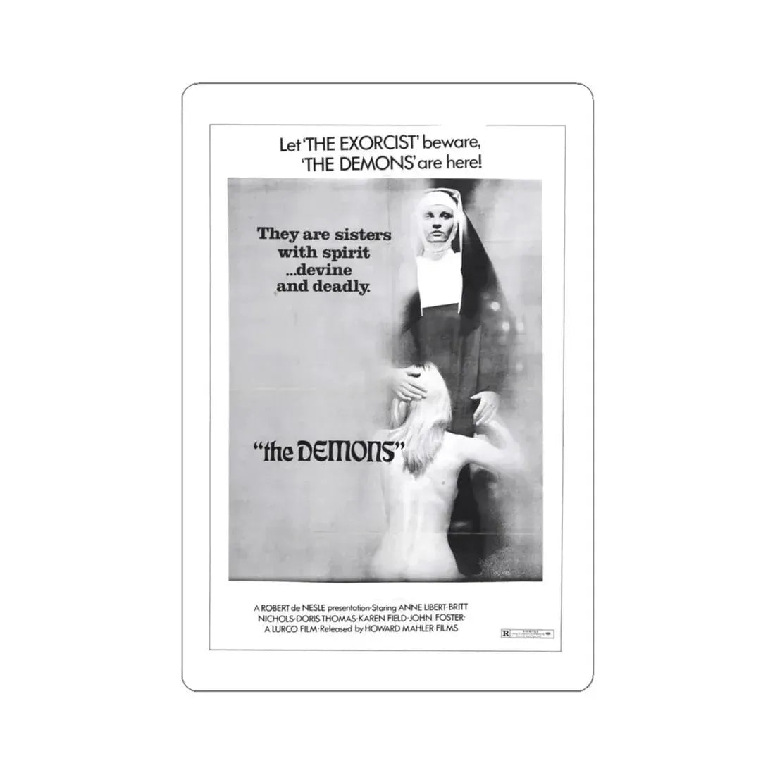 THE DEMONS 1985 Movie Poster - STICKER Vinyl Kiss-Cut Decal 4 Inch White - The Sticker Space