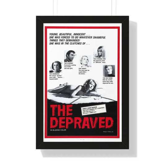 THE DEPRAVED (EXPOSED) 1971 - Framed Movie Poster 16″ x 24″ Black - The Sticker Space