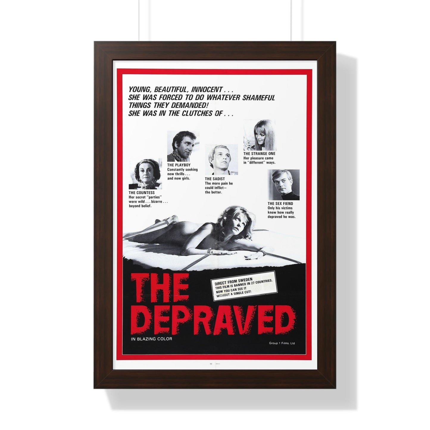 THE DEPRAVED (EXPOSED) 1971 - Framed Movie Poster-16″ x 24″-The Sticker Space