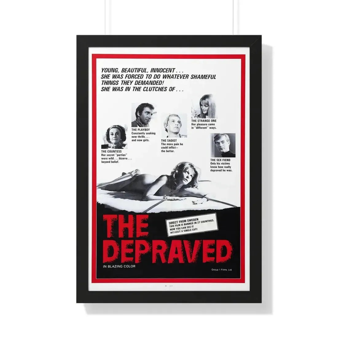 THE DEPRAVED (EXPOSED) 1971 - Framed Movie Poster 20" x 30" Black - The Sticker Space