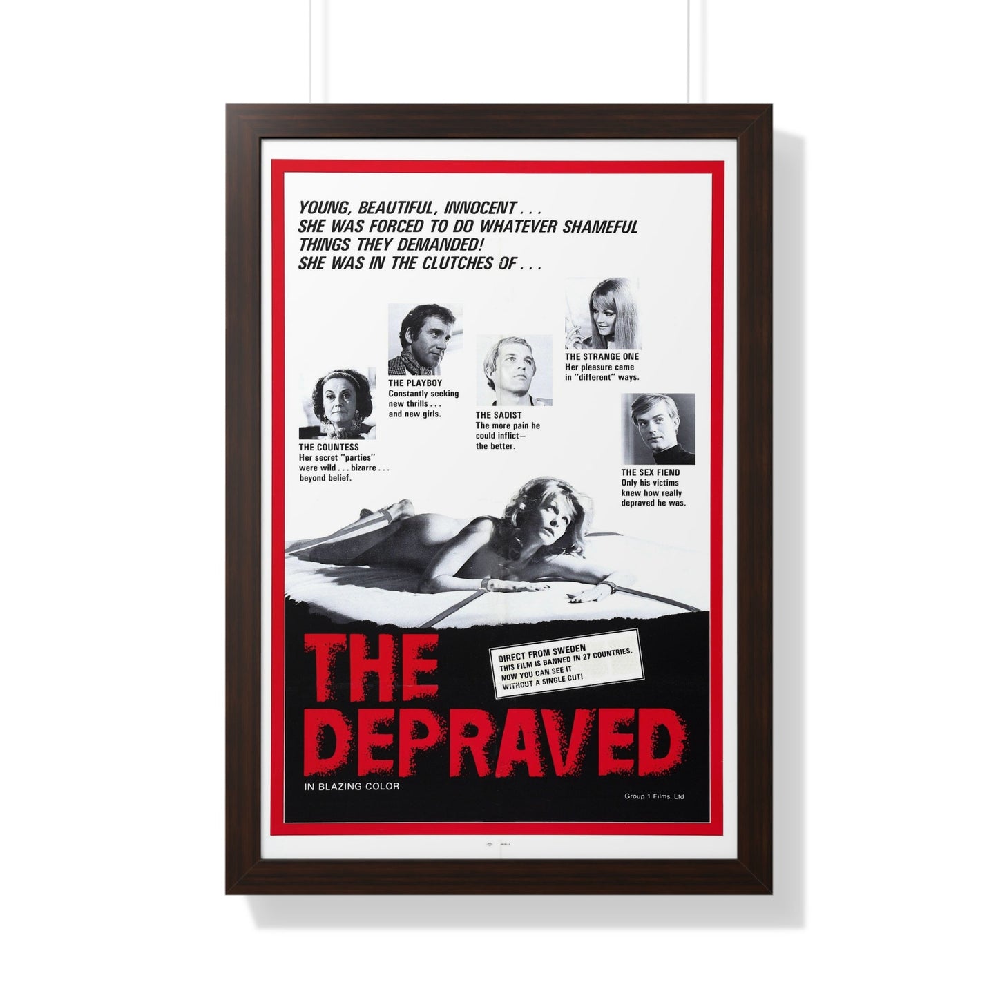 THE DEPRAVED (EXPOSED) 1971 - Framed Movie Poster-20" x 30"-The Sticker Space