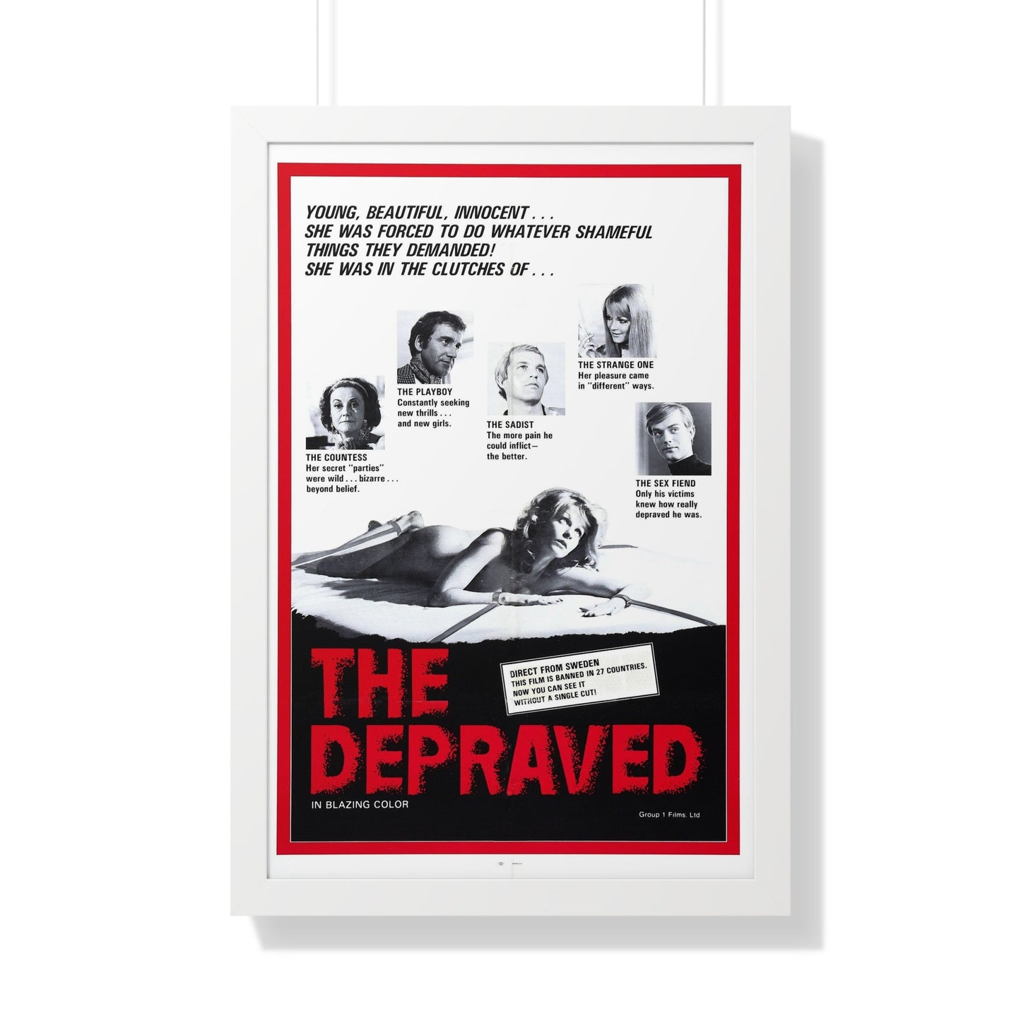 THE DEPRAVED (EXPOSED) 1971 - Framed Movie Poster-20" x 30"-The Sticker Space