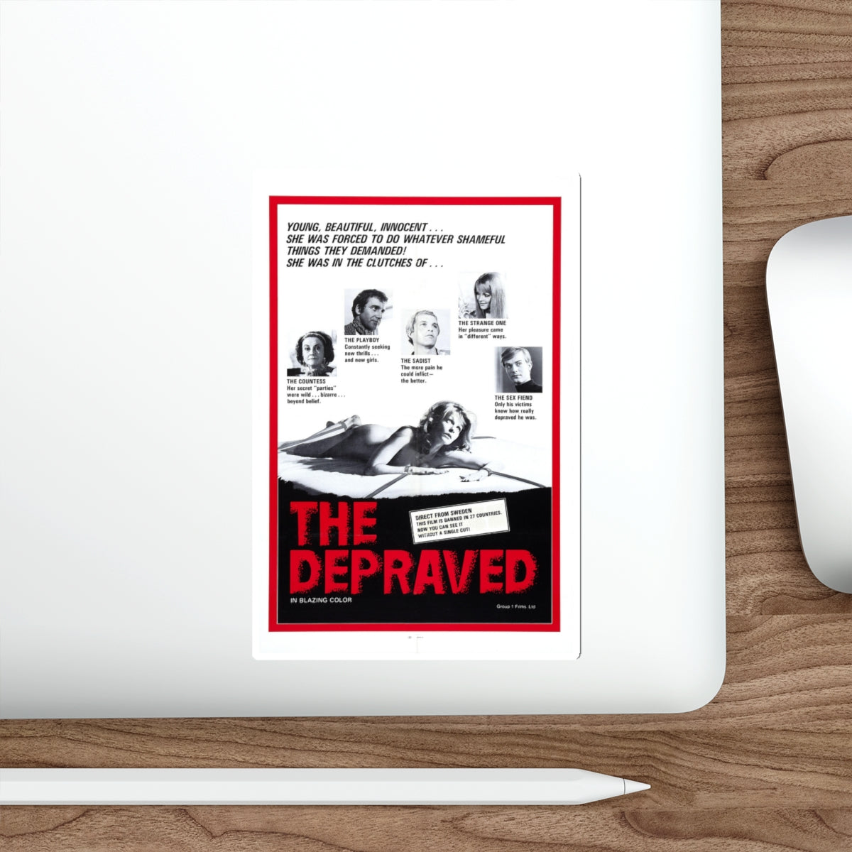 THE DEPRAVED (EXPOSED) 1971 Movie Poster STICKER Vinyl Die-Cut Decal-The Sticker Space