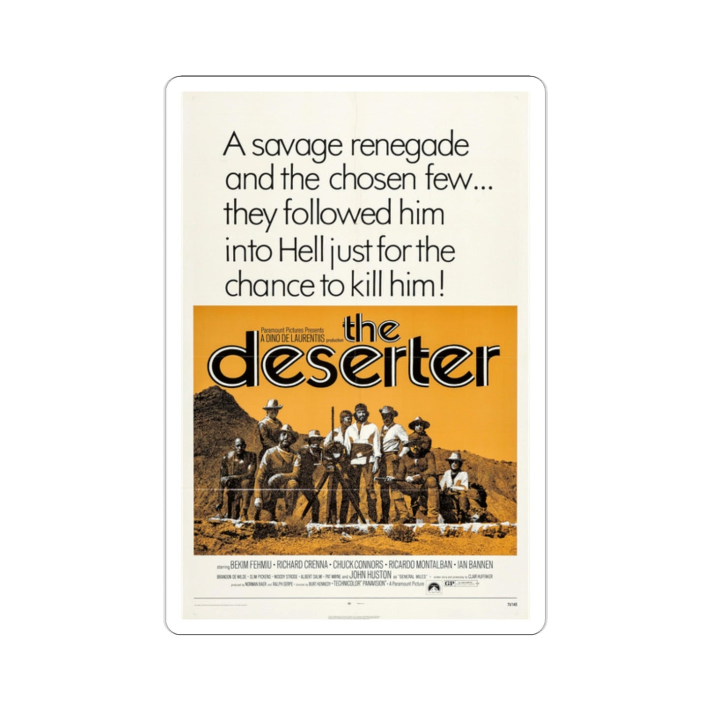 The Deserter 1971 Movie Poster STICKER Vinyl Die-Cut Decal-2 Inch-The Sticker Space