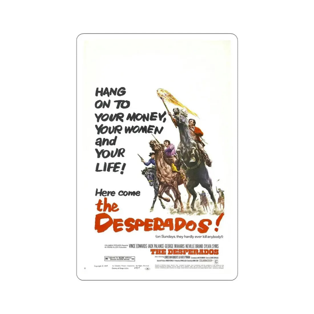 The Desperados 1969 Movie Poster STICKER Vinyl Die-Cut Decal 4 Inch - The Sticker Space