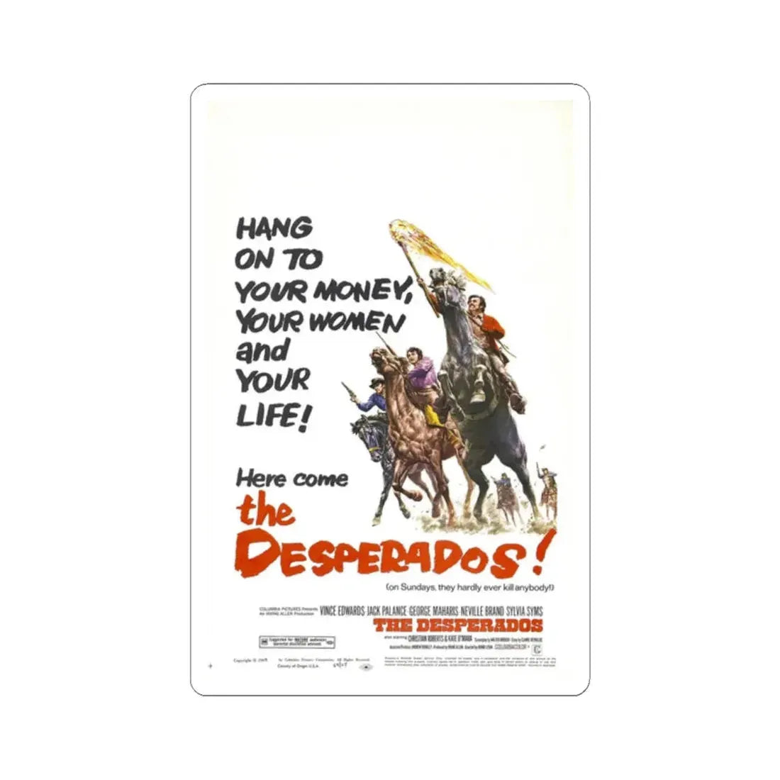 The Desperados 1969 Movie Poster - STICKER Vinyl Kiss-Cut Decal 2 Inch White - The Sticker Space