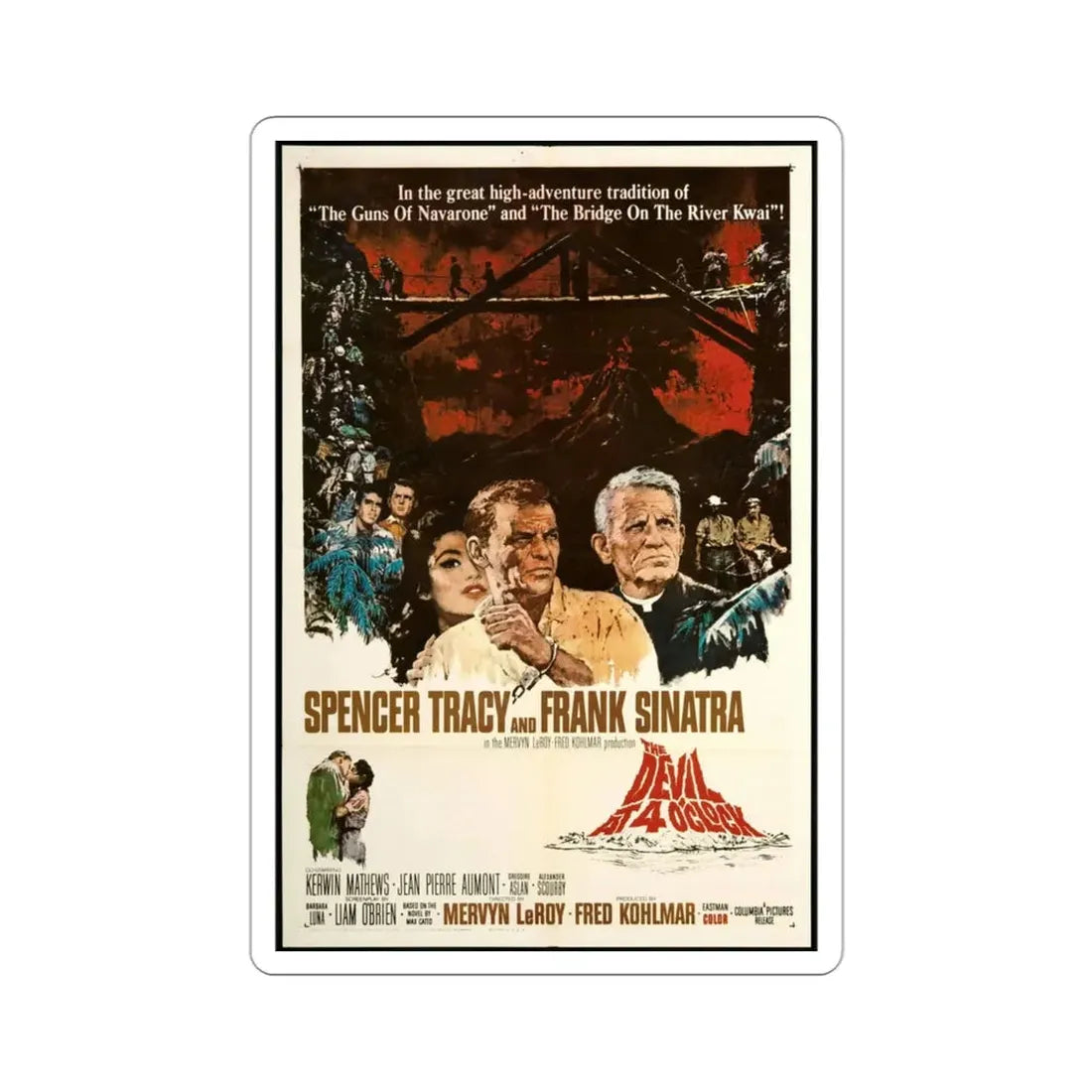 The Devil at 4 O'Clock 1961 Movie Poster STICKER Vinyl Die-Cut Decal 3 Inch - The Sticker Space