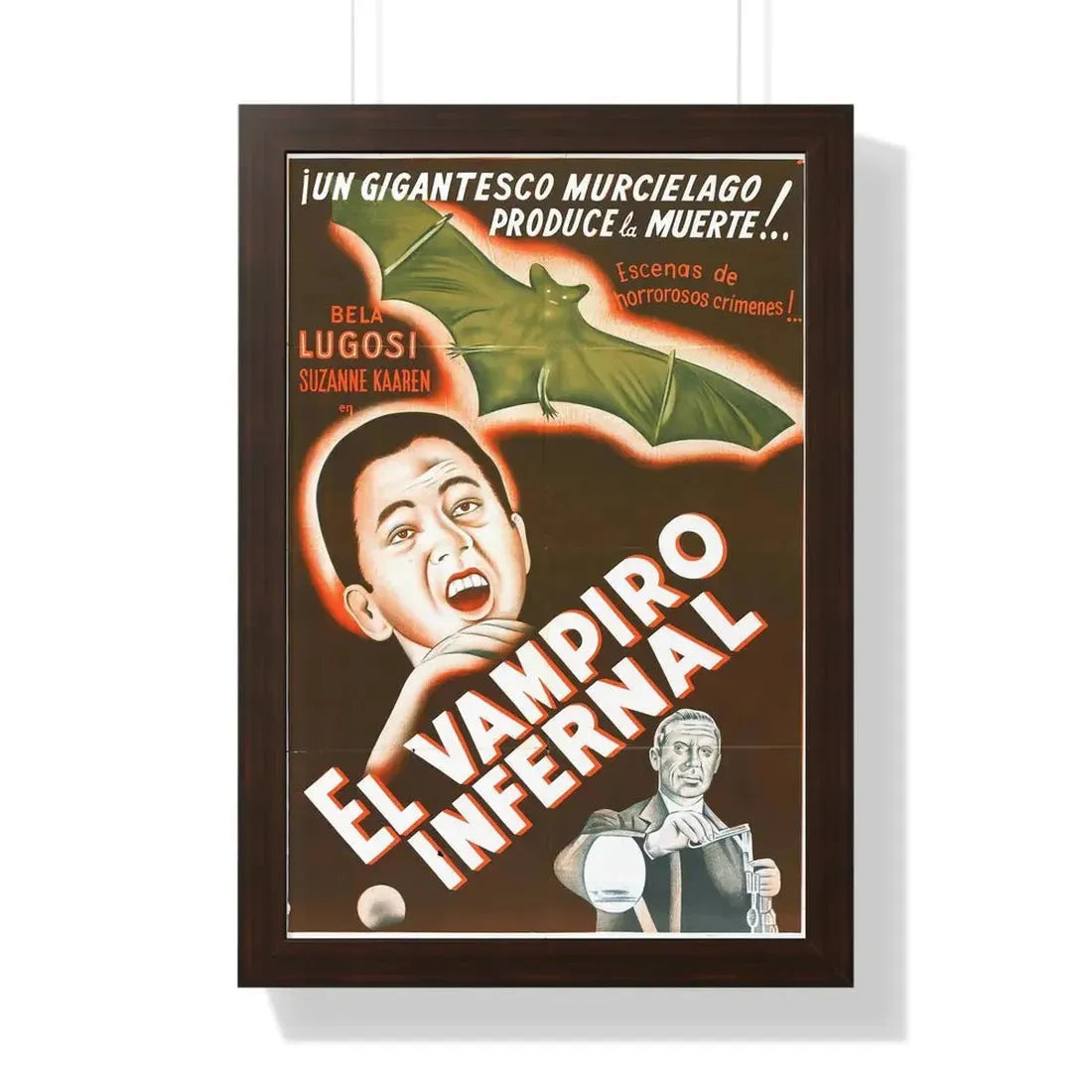 THE DEVIL BAT (SPANISH) 1940 - Framed Movie Poster 16″ x 24″ Walnut - The Sticker Space