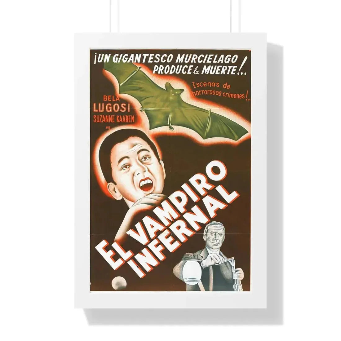 THE DEVIL BAT (SPANISH) 1940 - Framed Movie Poster 16″ x 24″ White - The Sticker Space