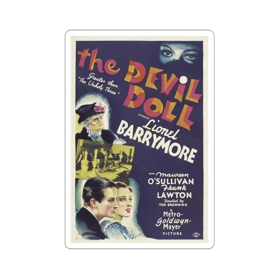 THE DEVIL DOLL 1936 Movie Poster - STICKER Vinyl Kiss-Cut Decal 6 Inch White - The Sticker Space