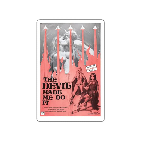 THE DEVIL MADE ME DO IT 1974 Movie Poster STICKER Vinyl Die-Cut Decal 2 Inch - The Sticker Space