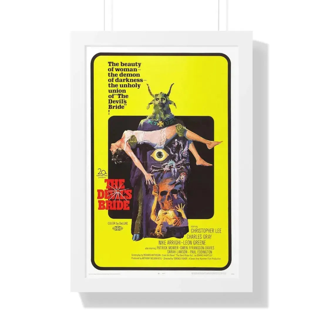 THE DEVIL'S BRIDE (THE DEVIL RIDES OUT) 1968 - Framed Movie Poster 16″ x 24″ White - The Sticker Space