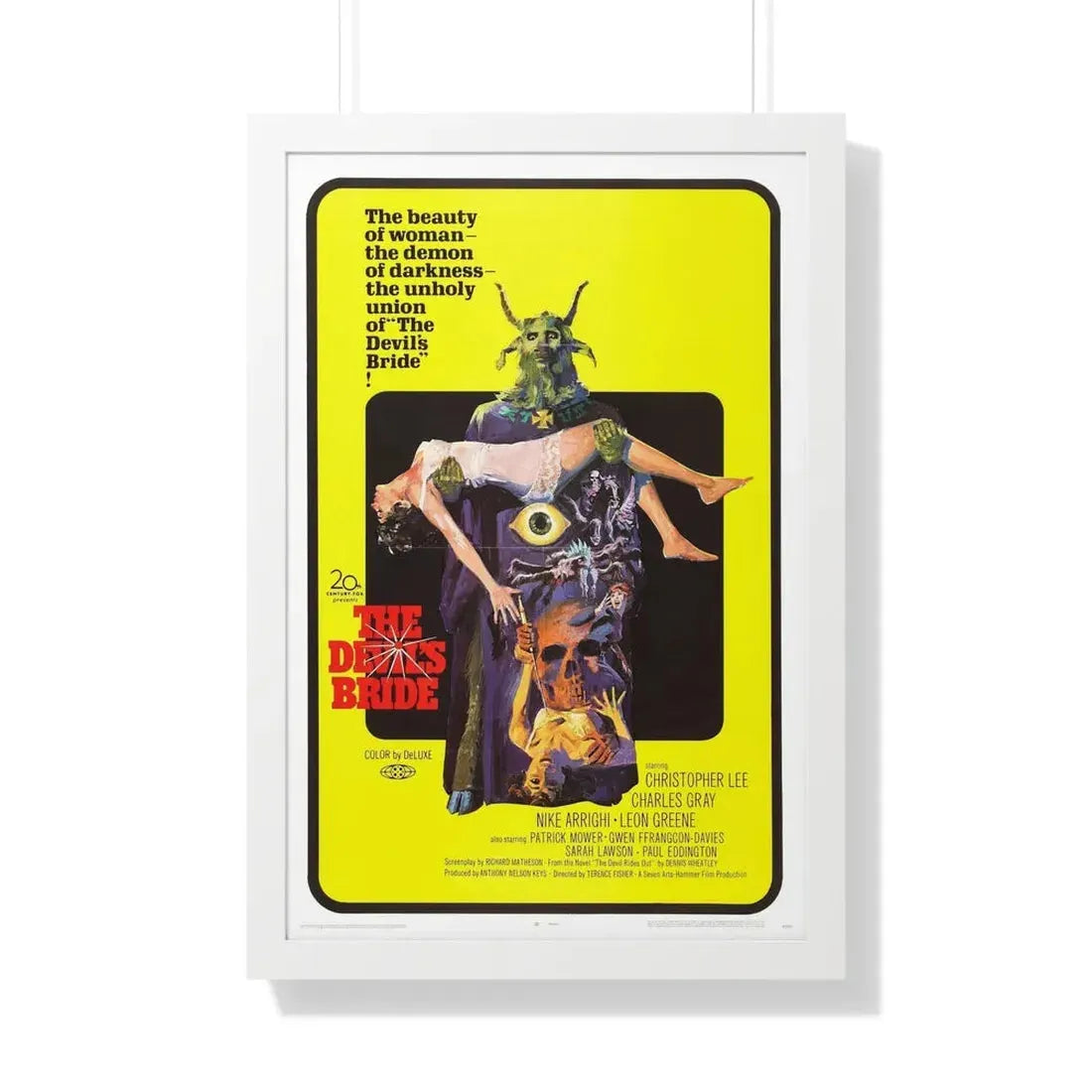 THE DEVIL'S BRIDE (THE DEVIL RIDES OUT) 1968 - Framed Movie Poster 20" x 30" White - The Sticker Space