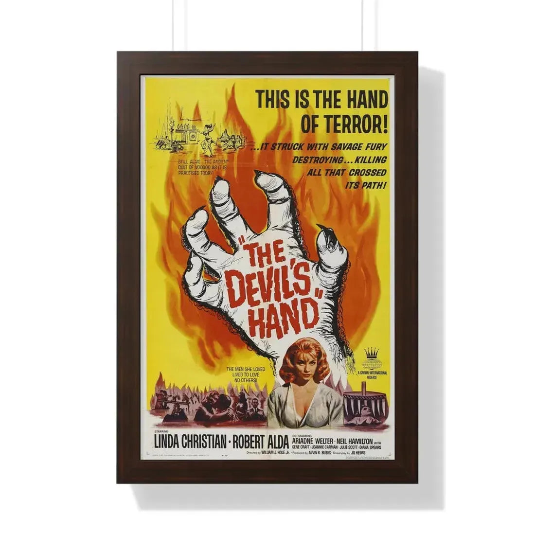 THE DEVIL'S HAND 1961 - Framed Movie Poster 16″ x 24″ Walnut - The Sticker Space