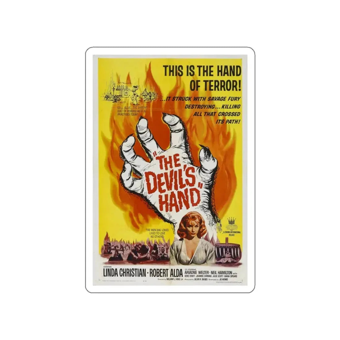 THE DEVIL'S HAND 1961 Movie Poster STICKER Vinyl Die-Cut Decal 5 Inch - The Sticker Space