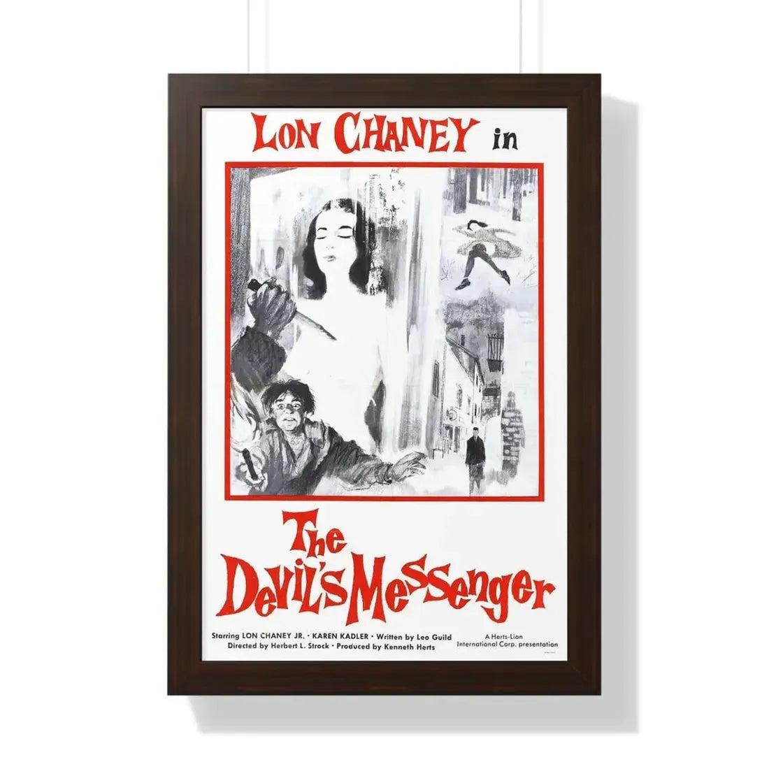 THE DEVIL'S MESSENGER 1961 - Framed Movie Poster 16″ x 24″ Walnut - The Sticker Space