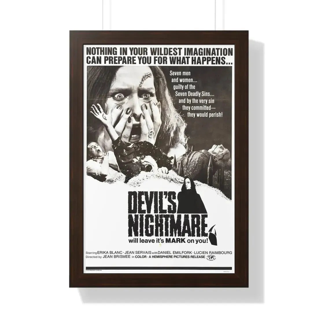 THE DEVIL'S NIGHTMARE 1971 - Framed Movie Poster 16″ x 24″ Walnut - The Sticker Space