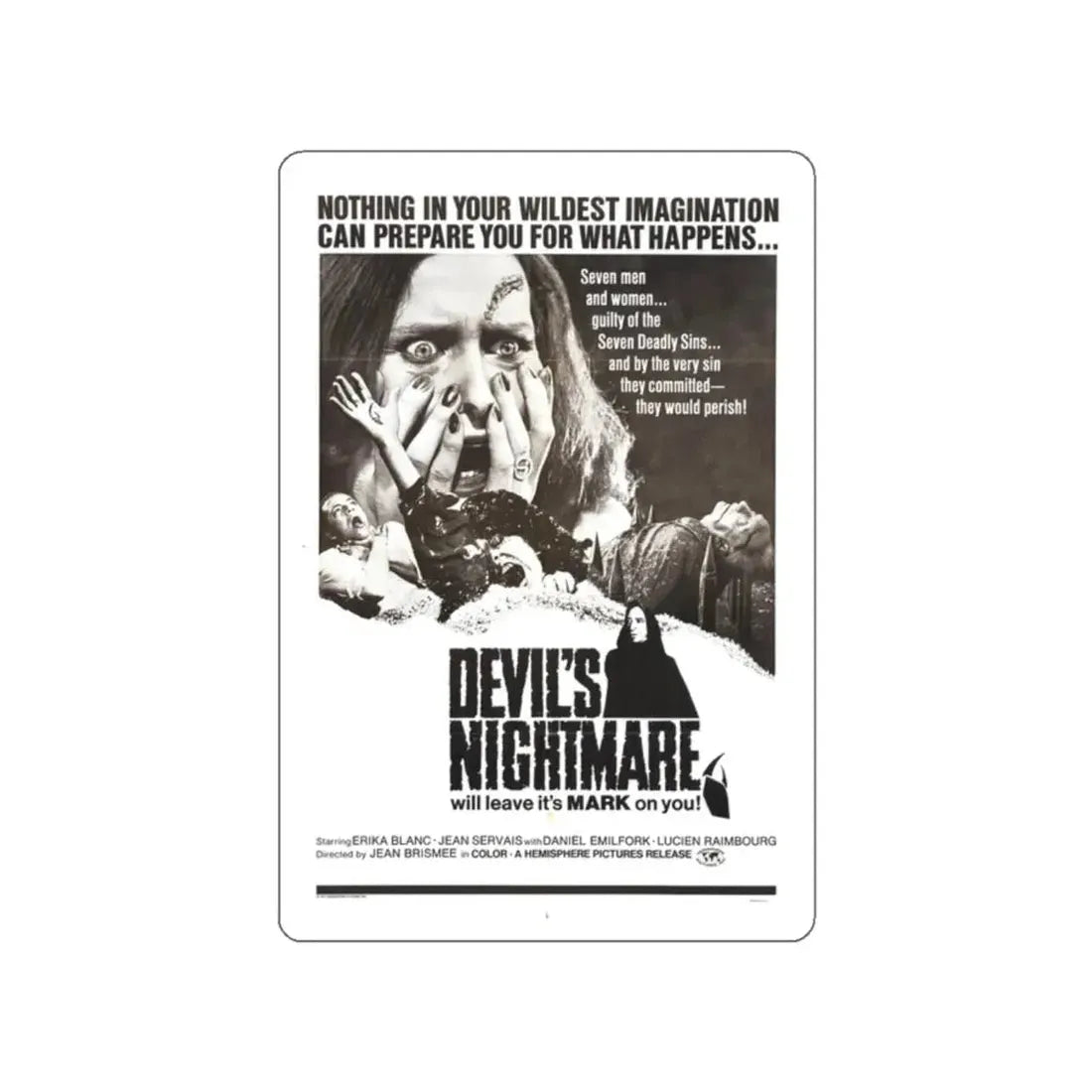 THE DEVIL'S NIGHTMARE 1971 Movie Poster STICKER Vinyl Die-Cut Decal 2 Inch - The Sticker Space