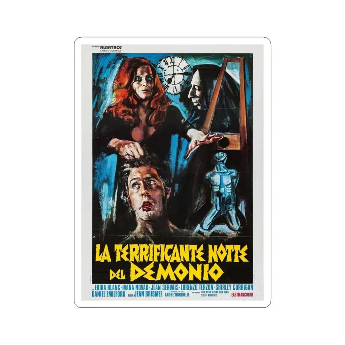 THE DEVIL'S NIGHTMARE (ITALIAN) 1971 Movie Poster - STICKER Vinyl Kiss-Cut Decal 4 Inch White - The Sticker Space