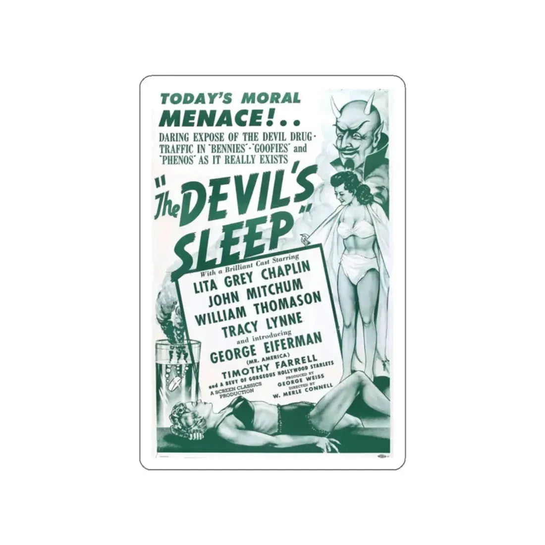 THE DEVIL'S SLEEP 1949 Movie Poster STICKER Vinyl Die-Cut Decal 2 Inch - The Sticker Space