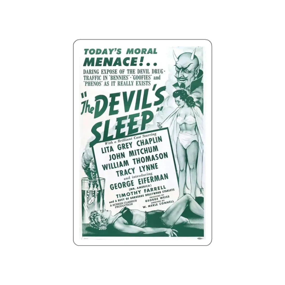 THE DEVIL'S SLEEP 1949 Movie Poster STICKER Vinyl Die-Cut Decal 3 Inch - The Sticker Space