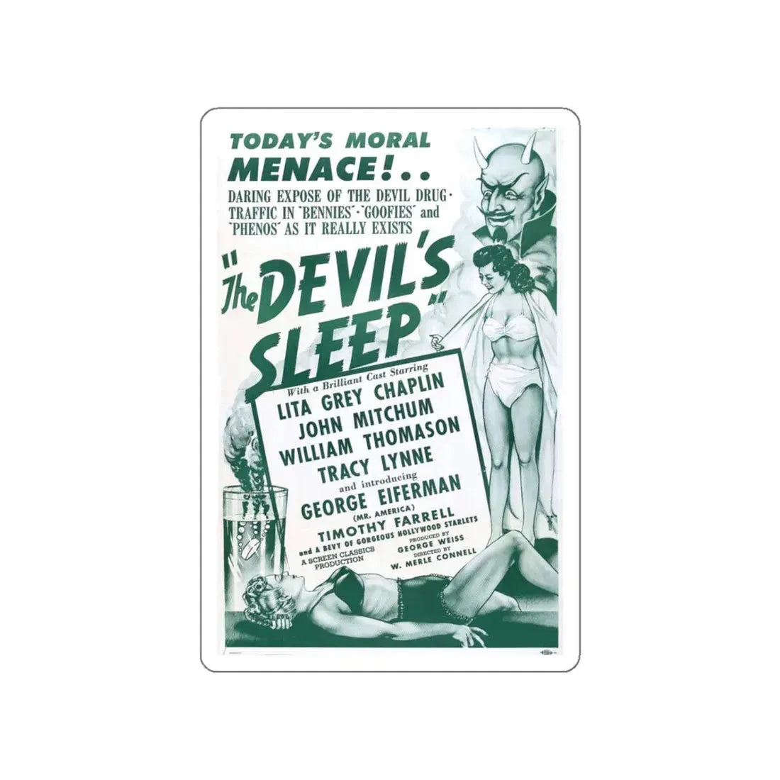 THE DEVIL'S SLEEP 1949 Movie Poster STICKER Vinyl Die-Cut Decal 6 Inch - The Sticker Space