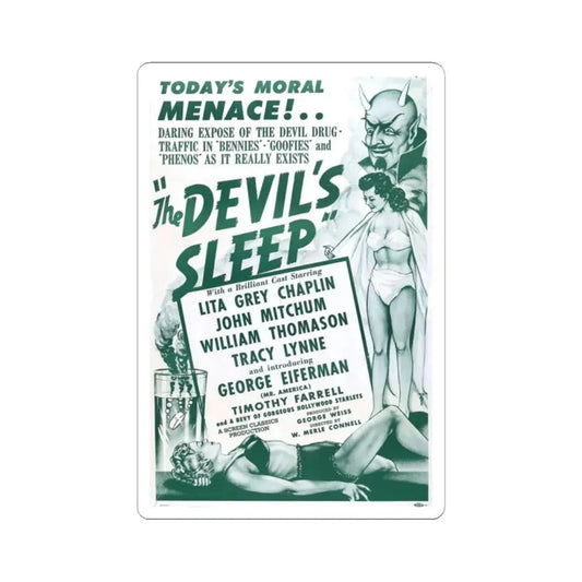 THE DEVIL'S SLEEP 1949 Movie Poster - STICKER Vinyl Kiss-Cut Decal 2 Inch White - The Sticker Space