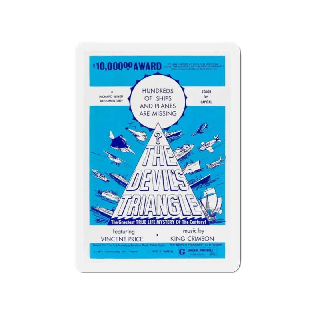 THE DEVIL'S TRIANGLE 1971 Movie Poster - Refrigerator Magnet 2 Inch Die-Cut - The Sticker Space