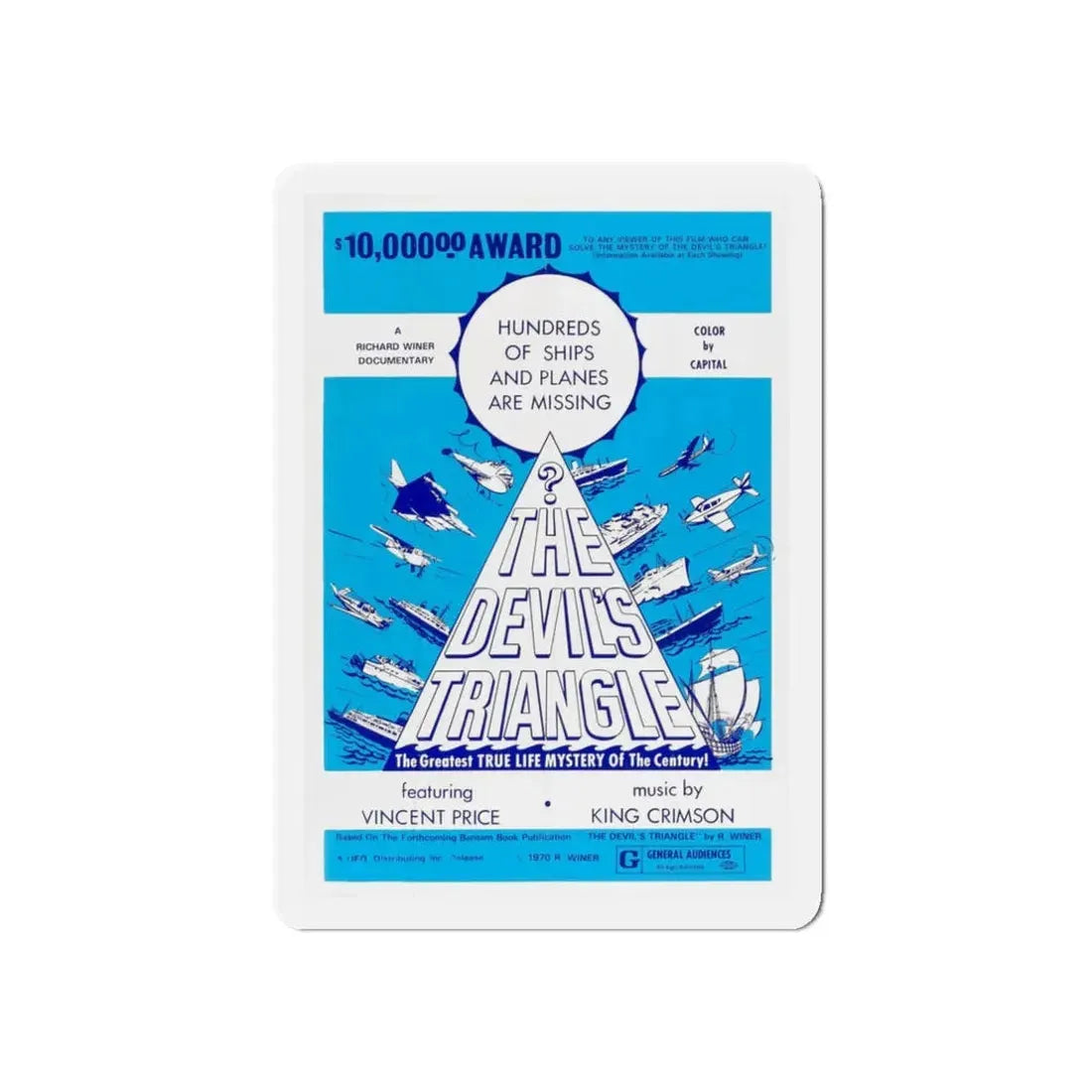 THE DEVIL'S TRIANGLE 1971 Movie Poster - Refrigerator Magnet 3 Inch Die-Cut - The Sticker Space