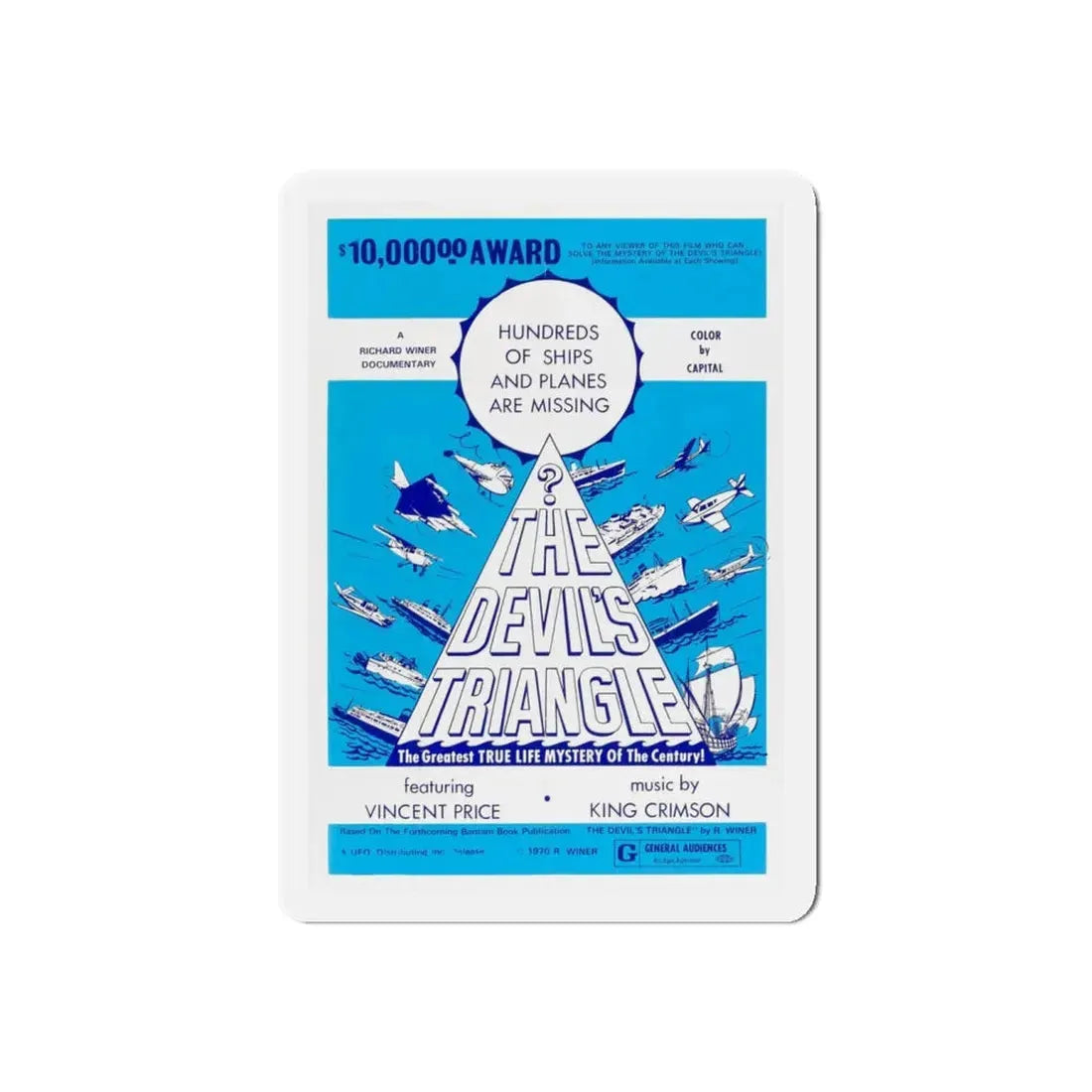 THE DEVIL'S TRIANGLE 1971 Movie Poster - Refrigerator Magnet 4 Inch Die-Cut - The Sticker Space