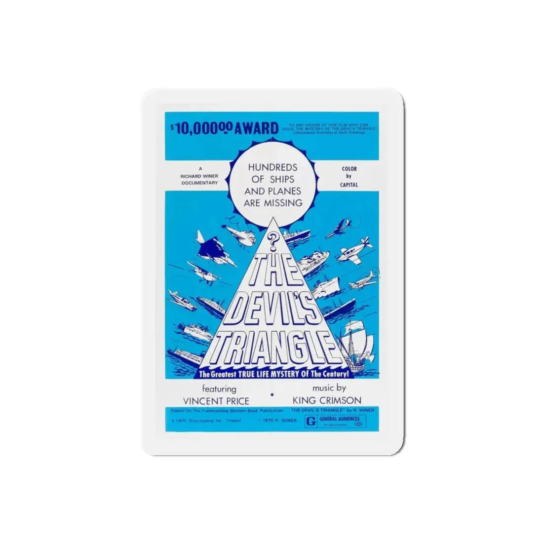 THE DEVIL'S TRIANGLE 1971 Movie Poster - Refrigerator Magnet 5 Inch Die-Cut - The Sticker Space