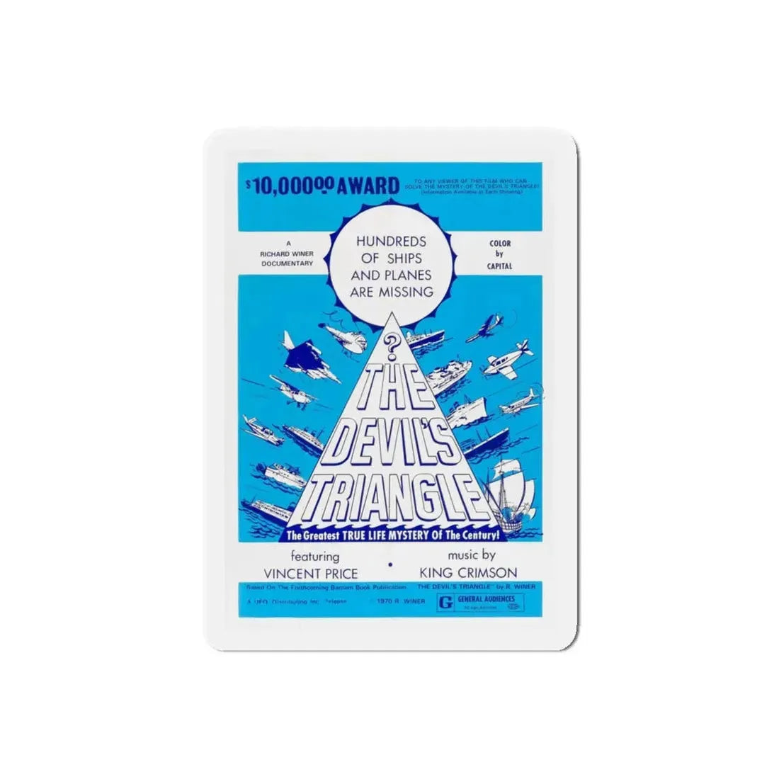 THE DEVIL'S TRIANGLE 1971 Movie Poster - Refrigerator Magnet 6 Inch Die-Cut - The Sticker Space