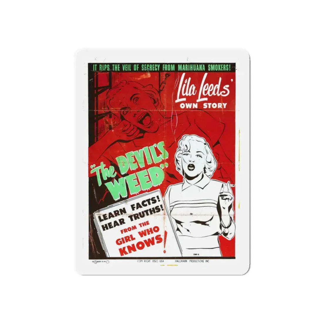 THE DEVIL'S WEED 1949 Movie Poster - Refrigerator Magnet 3 Inch Die-Cut - The Sticker Space
