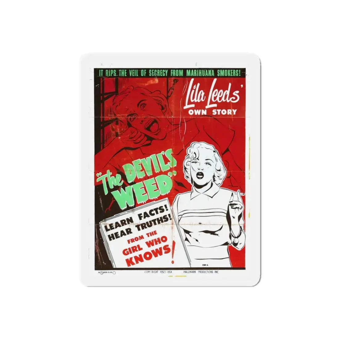 THE DEVIL'S WEED 1949 Movie Poster - Refrigerator Magnet 4 Inch Die-Cut - The Sticker Space