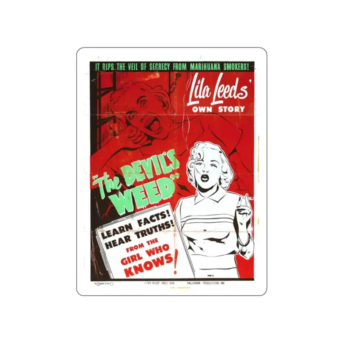 THE DEVIL'S WEED 1949 Movie Poster STICKER Vinyl Die-Cut Decal 2 Inch - The Sticker Space