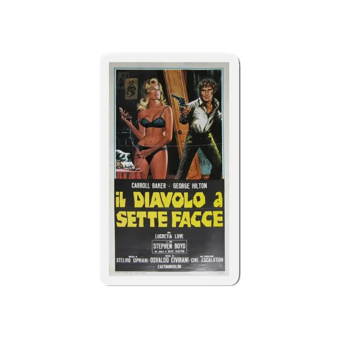 THE DEVIL WITH SEVEN FACES 1971 Movie Poster - Refrigerator Magnet 4 Inch Die-Cut - The Sticker Space